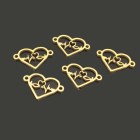 Connecteurs  Laser Cut Coeur 16mm Acier Inoxydable 304 finition Doré