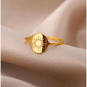 Bague Soleil  en ACIER INOXYDABLE 304 coloris Doré Taille 6