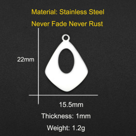 Pendentifs forme Géométrique 22mm Acier Inoxydable finition Argenté  Placage Ionique