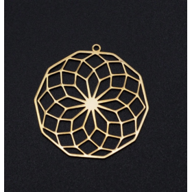 Pendentif  laser cut forme Géométrique 35mm Acier Inoxydable finition Doré