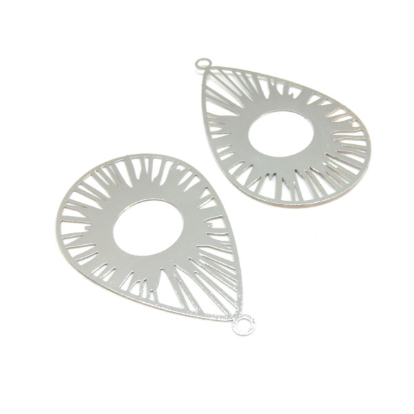 Estampes Filigrane Goutte Soleil 47mm – Métal Finition Argent Platine