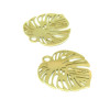 Pendentif Feuille de Montserrat 20.5mm en Acier Inoxydable Chirurgical 316 couleur Doré 24KT, Placage Ionique