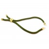 Support bracelet Intercalaire cordon Nylon ajustable avec accroche  Laiton Doré 18KT Coloris Kaki