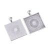 Supports de pendentif CARRE 25mm Laiton Qualité Extra Argent Antique