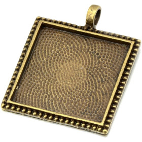 Supports de pendentif Carré 25mm – Laiton Qualité Extra Bronze