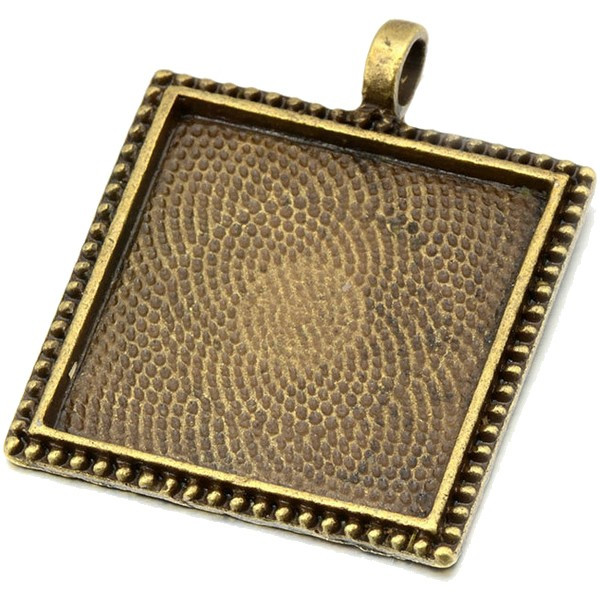 Supports de pendentif Carré 25mm – Laiton Qualité Extra Bronze