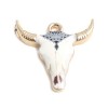 Pendentifs Buffalo, Buffle Tete Vache Boho Chic style emaillé 22mm metal couleur Doré