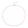 Collier 45 cm résine émaillé Rose Fuchsia- maille forçat fine 2 mm - Acier Inoxydable - base Argenté