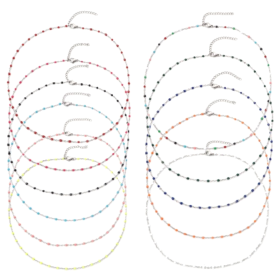 Collier 45 cm résine émaillé Rouge- maille forçat fine 2 mm - Acier Inoxydable - base Argenté