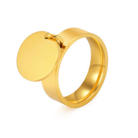 Bague avec médaille à graver 10mm en ACIER INOXYDABLE coloris Doré Taille 8 Placage Ionique