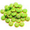 BU11210303164719 – Lot de 2 ou de 4 Perles Intercalaires Marguerite 12mm – Résine Cloisonné Style Émaillé Vert sur Base Dorée