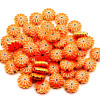 Perles intercalaires Cloisonné résine style émaillés Marguerite ORANGE 12mm sur une base en métal Doré