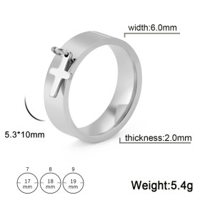 Bague avec CROIX en ACIER INOXYDABLE coloris Argenté Taille 8 Placage Ionique