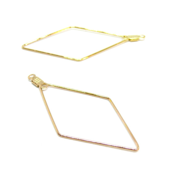 Pendentifs, Connecteurs,  Créoles Losange  47 par 22mm Laiton coloris Doré