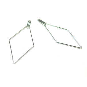 Pendentifs Connecteurs Créoles Losange Laiton finition Argent Vif
