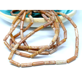 Perles Tube fin Opale Rose Saumon 14 mm