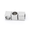 Perles intercalaires Cubes 4mm, Trou 2mm en Acier Inoxydable 304 finition Argent Rhodié