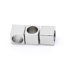 Perles Intercalaires Cube 2.5mm Trou 2mm Acier Inoxydable 304 Argent Rhodié