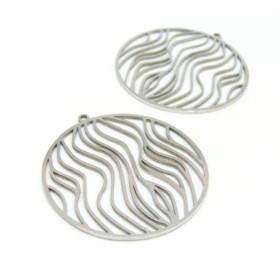 Estampes  Forme Géométrique Rond travaillé 36 mm Laser cut Métal couleur Argent Platine