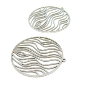 Estampes  Forme Géométrique Rond travaillé 36 mm Laser cut Métal couleur Argent Platine