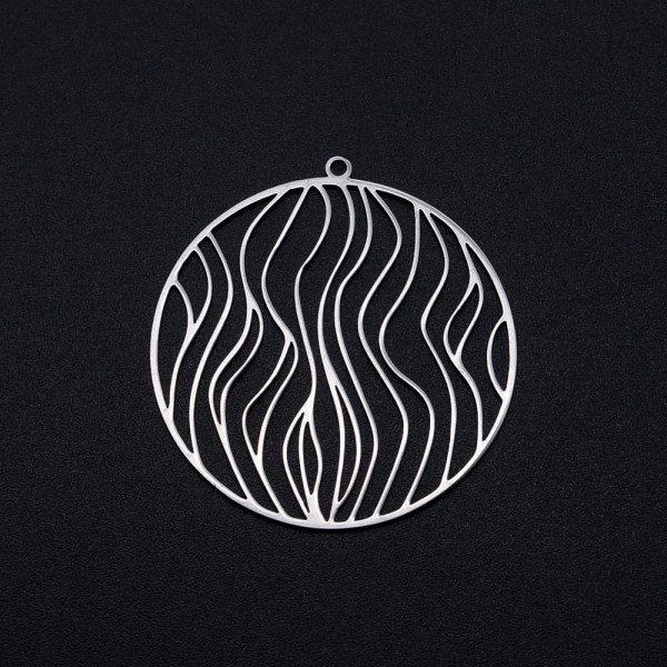 Estampes  Forme Géométrique Rond travaillé 36 mm Laser cut Métal couleur Argent Platine