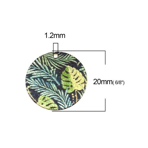 Pendentifs, breloques stardust Ronde 20mm, Feuille Doré