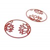 Estampes pendentif filigrane Fleur de Lotus dans Cercle 27 mm Métal coloris Rouge