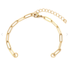 Bracelet Réglable avec accroche,  maille Rectangle 12 par 4mm Acier Inoxydable 304 finition Doré