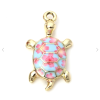 Pendentifs résine style émaillés Tortue 24mm sur une base en métal Doré
