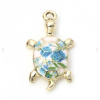 Pendentifs résine style émaillés Tortue 24mm sur une base en métal Doré