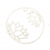 Estampes pendentif filigrane Fleur de Lotus dans Cercle 27 mm Métal coloris Argent Platine