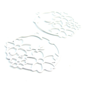 Estampes pendentif filigrane Bouquet de fleur 30mm métal couleur Blanc