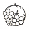 Estampes pendentif filigrane Bouquet de fleur 30mm métal couleur Noir