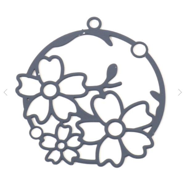 PS11882989 PAX de 4 Estampes pendentif filigrane Bouquet de fleur 30mm métal couleur Gris