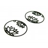 Estampes pendentif filigrane Fleur de Lotus dans Cercle 27 mm Métal coloris Noir
