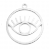 Pendentif  forme Ovale avec Oeil de la protection, Grigri 24mm Acier Inoxydable finition Argent Platine