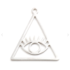 Pendentif  forme Triangle avec Oeil de la protection, Grigri 27mm Acier Inoxydable finition Argent Platine