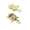 Pendentifs résine style émaillés Tortue 24mm sur une base en métal Doré