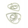 Pendentifs forme Coeur avec Oeil de la protection, Grigri 26mm Acier Inoxydable finition Argent Platine