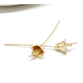 Tiges Tête Fleur 56.2 mm – Laiton Doré à l’Or Fin 18K