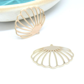 Pendentifs Coquillage 26mm en Laiton finition Doré 18KT