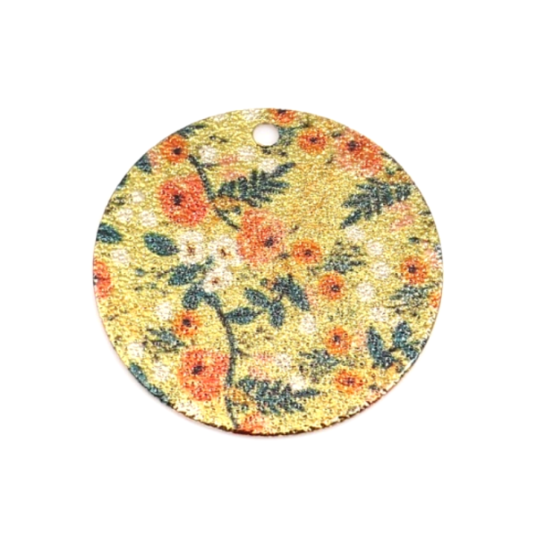 Pendentifs breloques Stardust Ronde 20mm Fleur Doré