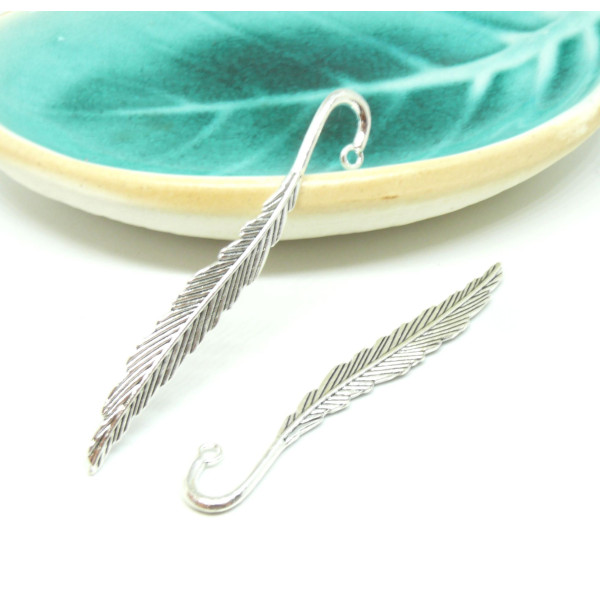 Marques page Plumes à customiser 8 cm metal couleur Argent Antique