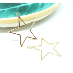 Pendentifs grande Etoile 38.5mm en Laiton finition Doré 18KT