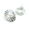 Boucles d'oreille puce Soleil ART DECO 21.5mm avec trou d' attache en Acier Inoxydable 304 avec embouts finition Argenté