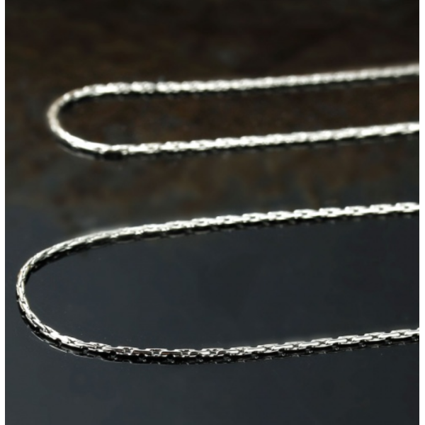Collier  50,5 cm Maille grain de riz 1mm  en Acier Inoxydable  304 finition Argenté