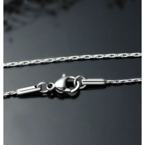 Collier  50,5 cm Maille grain de riz 1mm  en Acier Inoxydable  304 finition Argenté