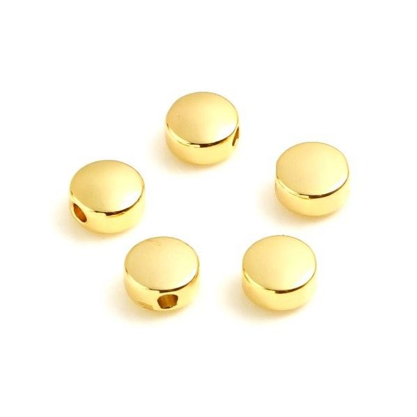 Perles intercalaires rondes plates 5mm en Cuivre finition Doré 18KT