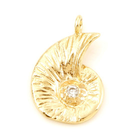 Pendentif Coquillage 17 par 11mm avec Zircone Cuivre finition OR 18KT