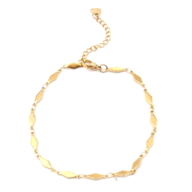 Bracelet maille Losange 13 par 4 mm Acier Inoxydable 304 finition Doré